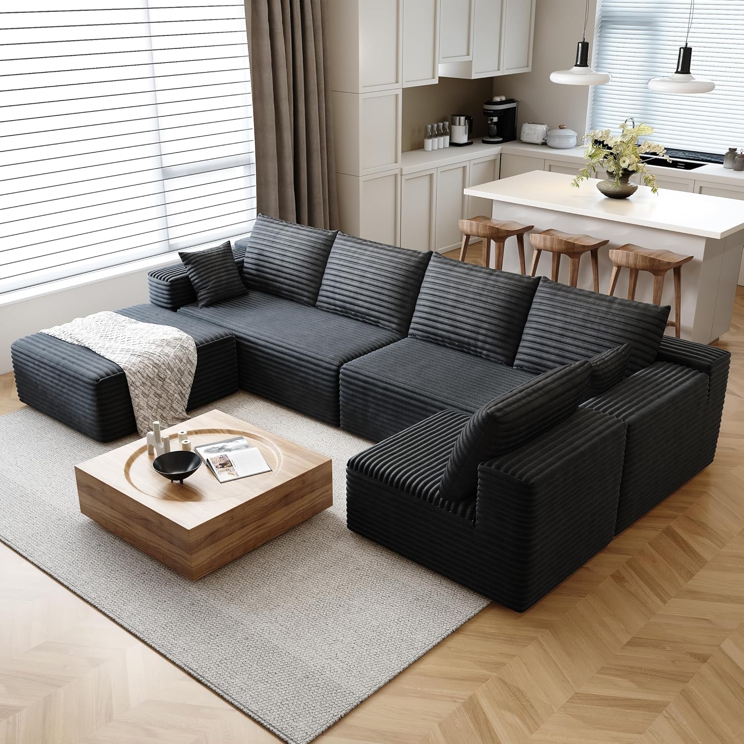 Recliner Sofa Cover - 구름 스타일의 섹셔널 소파, 코듀로이 커버,