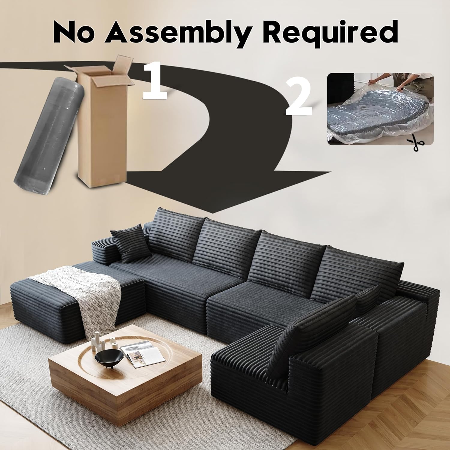 구름 스타일의 섹셔널 소파, 코듀로이 커버, 푹신한 메 - Recliner Sofa Cover 리뷰 및 가격