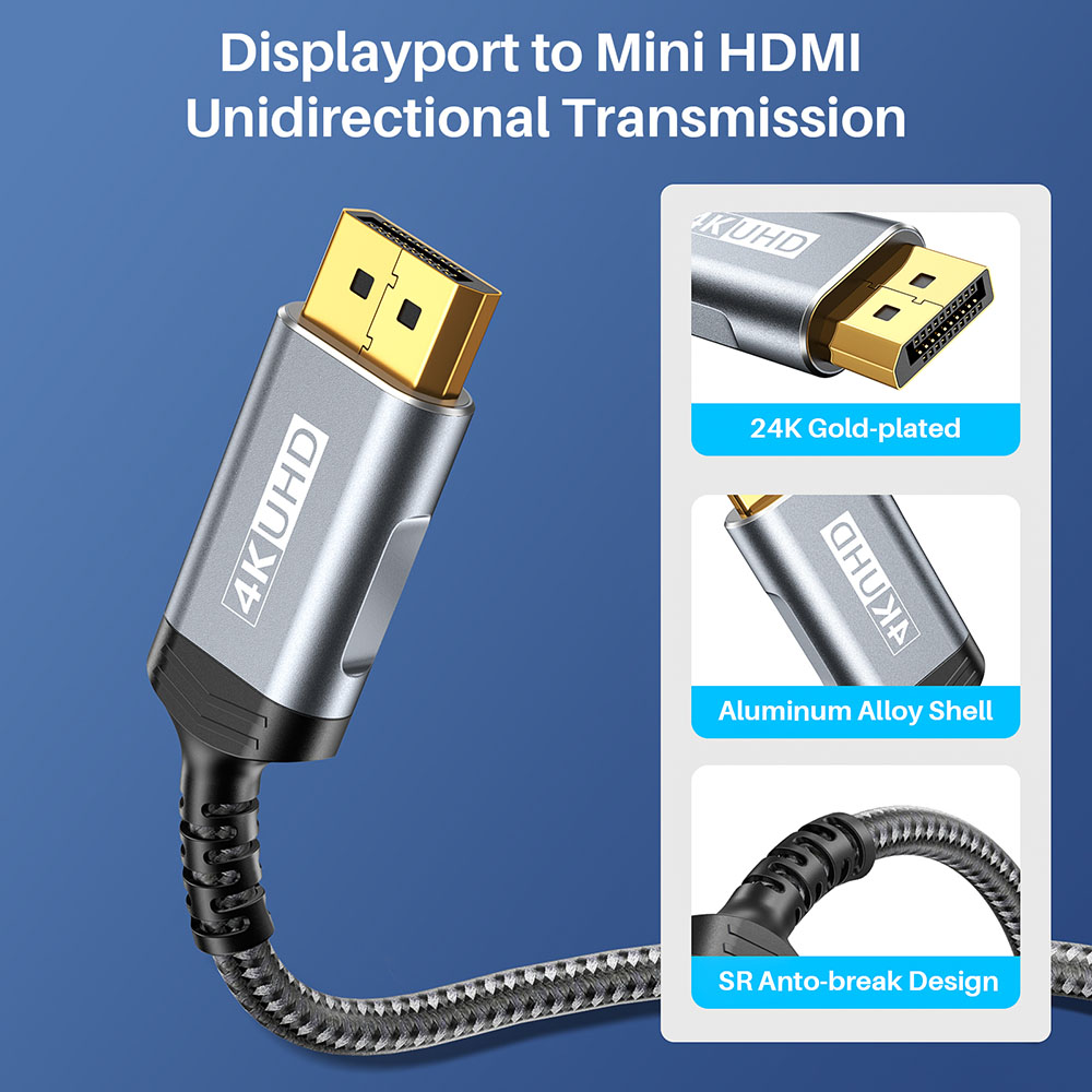 DisplayPort-미니 HDMI 케이블 UHD 4K - Home Cinema Portable 리뷰 및 가격