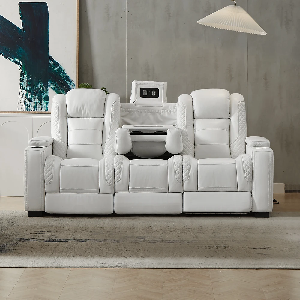 럭셔리 전동 리클라이너 화이트 가죽 소파, 홈시어터용  - Home Cinema Luxury 리뷰 및 가격