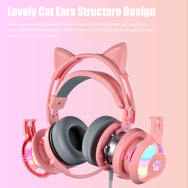 귀여운 고양이 귀 게임용 헤드폰, 마이크 포함, 소음  - Home Cinema Headphones 리뷰 및 가격